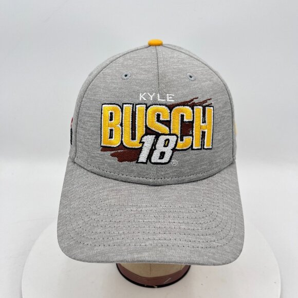 Kyle Busch 18 New Era 9FORTY Joe Gibbs Racing Grey One Size Snapback Hat - Picture 1 of 8